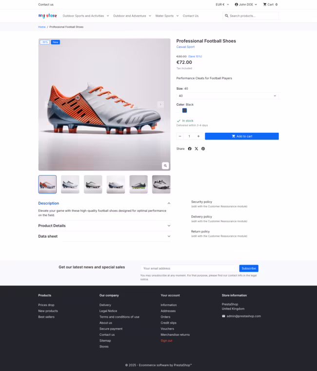 Karta produktu w motywie Hummingbird dla PrestaShop